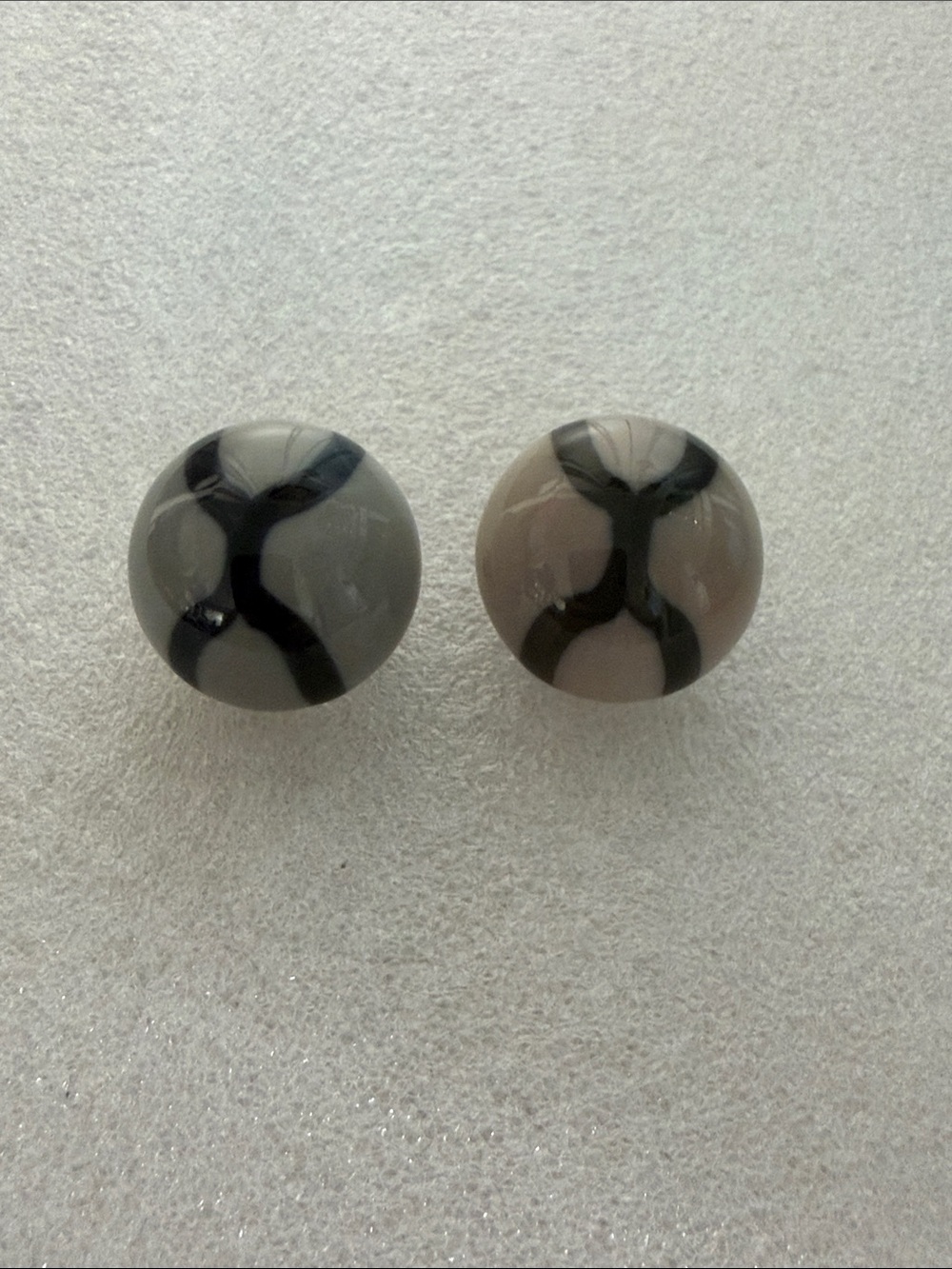 Royal Copenhagen Gray and Black Marbled Cat Eye Round Earrings Clip On Earrings